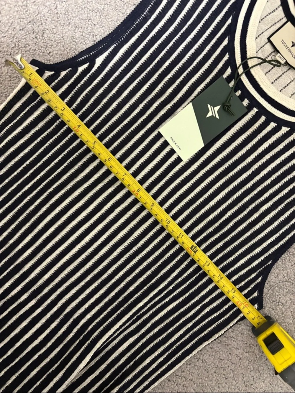 Tuckernuck Navy Blue and White Vertical-Stripe Knit Maxi Dress - Picture 6 of 8